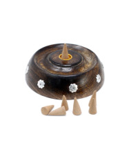 QUEIMADOR DE INCENSO DE CONE OU BASTÃO - MADEIRA