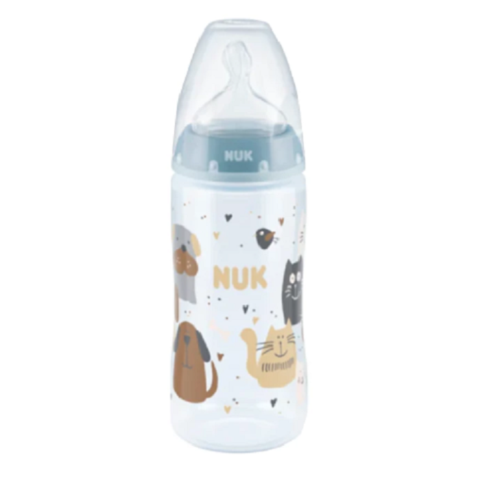 NUK BIBERÃO FIRST CHOICE CÃO E GATO 6-18M 300 ML AZUL