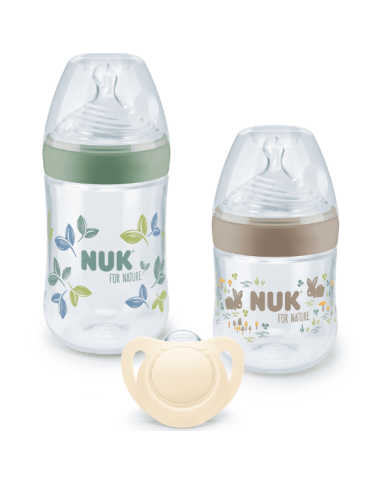 NUK FOR NATURE SET INICIO 2 BIBERONES (1x260 ML+ 1x150ML)+ 1 CHUPETE