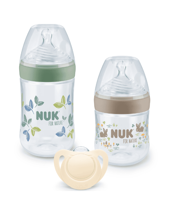 NUK FOR NATURE SET INICIO 2 BIBERONES (1x260 ML+ 1x150ML)+ 1 CHUPETE
