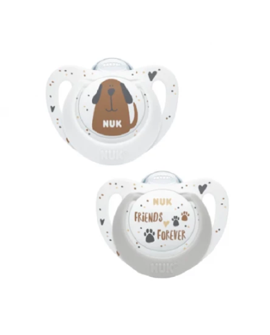 NUK STAR CHUPETES SILICONA PERROS Y GATOS 6-18 2 UNID