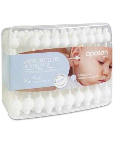 APOSAN HISOPOS DE ALGODÓN DE SEGURIDAD PARA BEBÉS 50 UNIDADES