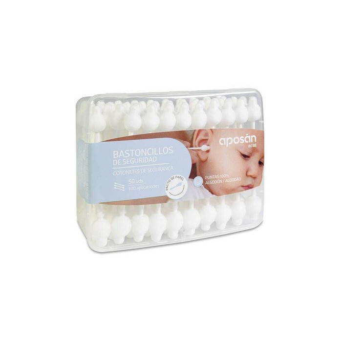 APOSAN HISOPOS DE ALGODÓN DE SEGURIDAD PARA BEBÉS 50 UNIDADES