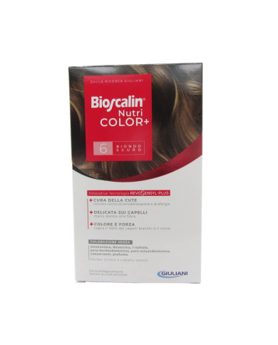 BIOSCALIN NUTRI COLOR+ COLORAÇÃO PERMANENTE 6 LOURO ESCURO