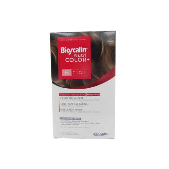 BIOSCALIN NUTRI COLOR+ COLORAÇÃO PERMANENTE 6 LOURO ESCURO