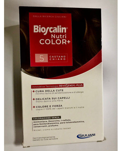 BIOSCALIN NUTRI COLOR+ COLORAÇÃO PERMANENTE 5 CASTANHO CLARO