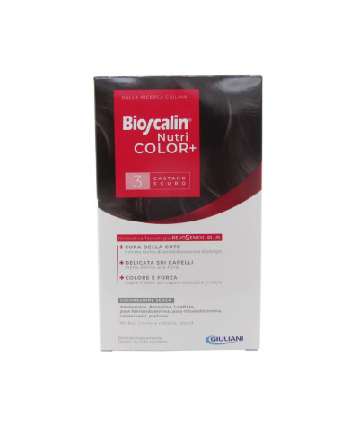 BIOSCALIN NUTRI COLOR+ COLORACIÓN PERMANENTE 3 CASTAÑO OSCURO