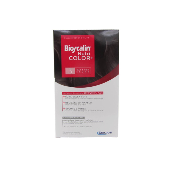 BIOSCALIN NUTRI COLOR+ COLORAÇÃO PERMANENTE 3 CASTANHO ESCURO