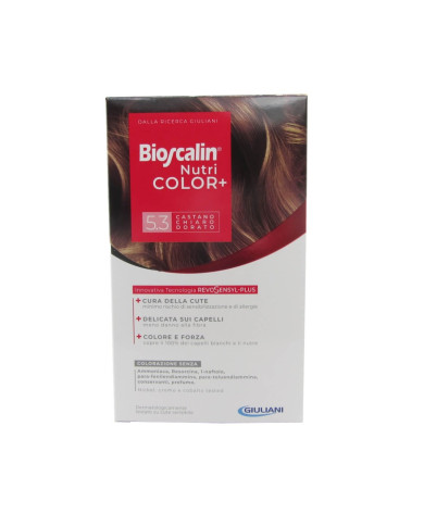 BIOSCALIN NUTRI COLOR+ COLORAÇÃO PERMANENTE 5.3 CASTANHO CLARO DOURADO
