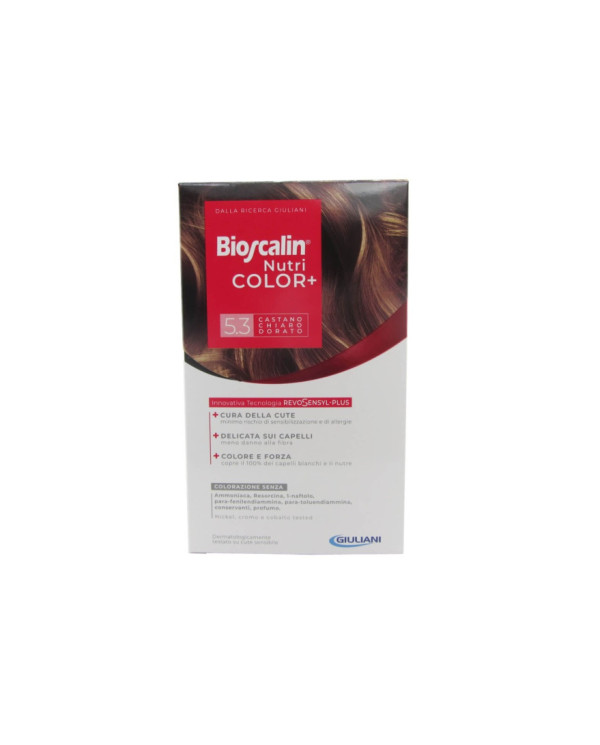 BIOSCALIN NUTRI COLOR+ COLORAÇÃO PERMANENTE 5.3 CASTANHO CLARO DOURADO