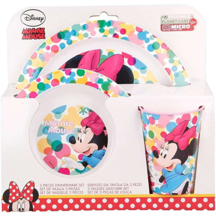 MINNIE MOUSE CONJUNTO REFEIÇÃO 3 PEÇAS