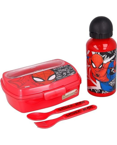 SPIDER-MAN CONJUNTO LANCHEIRA 4 PEÇAS
