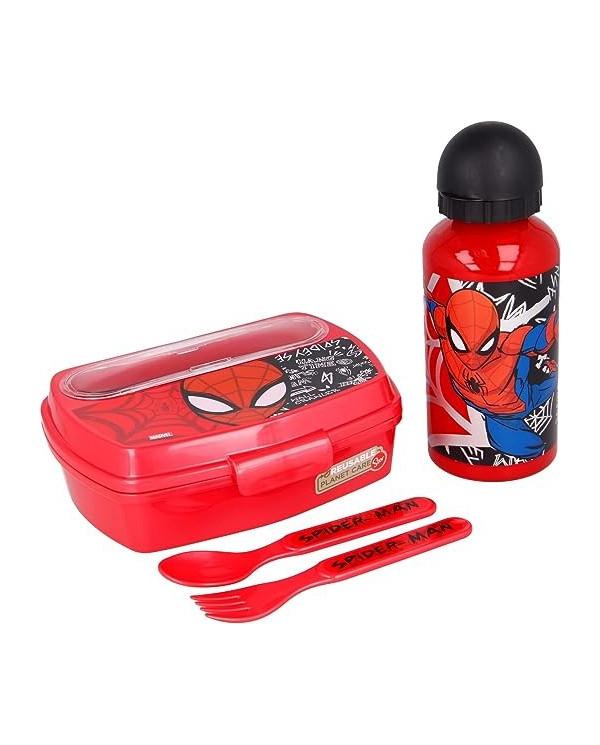 SPIDER-MAN CONJUNTO LANCHEIRA 4 PEÇAS