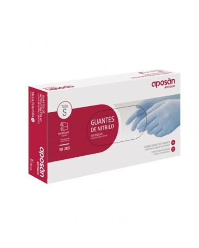 APOSAN GUANTES DE NITRILO SIN POLVO TALLA S 50 UNIDADES