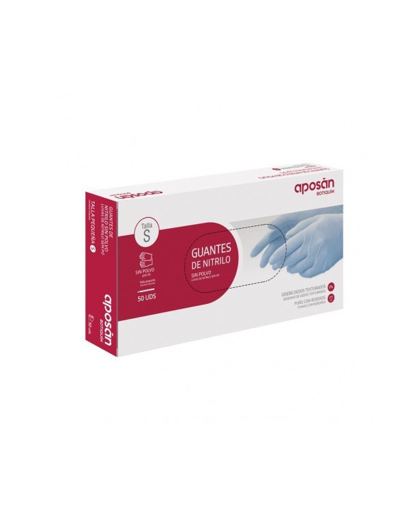 APOSAN GUANTES DE NITRILO SIN POLVO TALLA S 50 UNIDADES