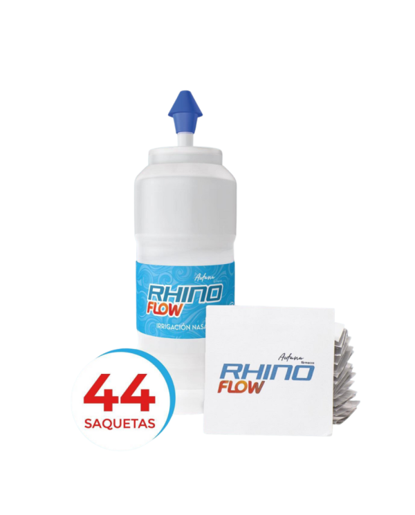 RHINOFLOW 44 SAQUETAS + Sistema de Irrigação Nasal  300 ML