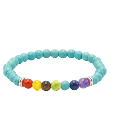 PULSERA CHAKRA TURQUESA 6mm 1 UNIDAD