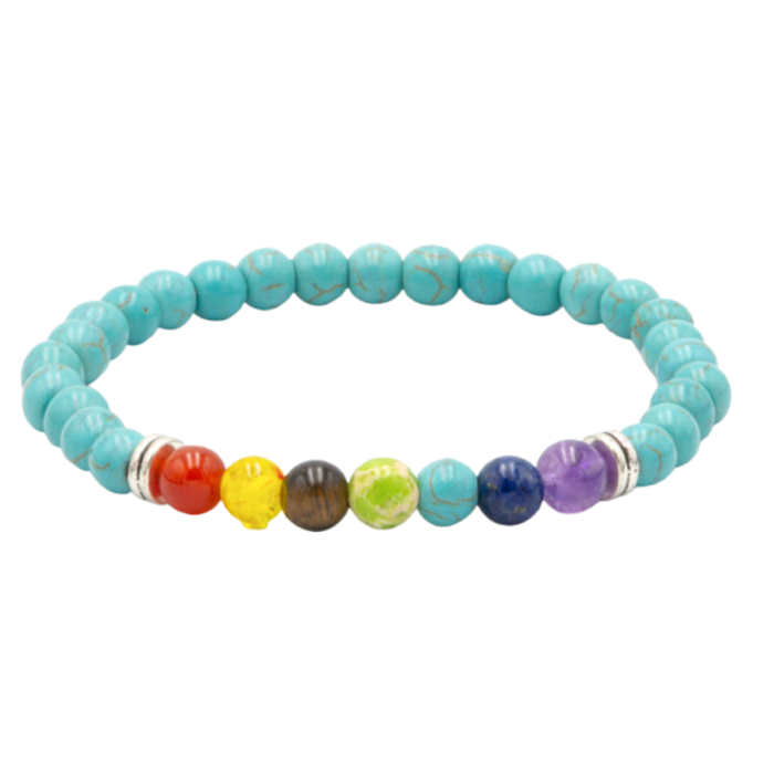 Pulseira Chakras  Turquesa 6mm 1unid