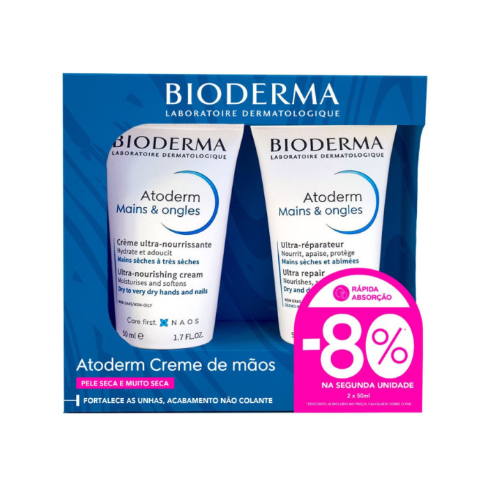 BIODERMA ATODERM CREMA MANOS Y UÑAS 2X50ML -80% DE DESCUENTO EN LA 2ª UNIDAD