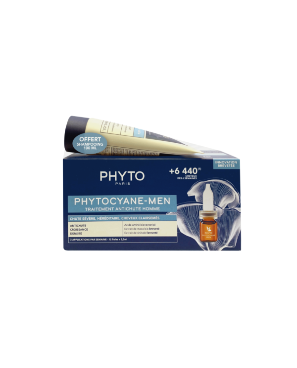 PHYTO PHYTOCYANE ANTIQUEDA SEVERA HOMEM 12 AMPOLAS X 3,5ML+ OFERTA CHAMPÔ 100 ML