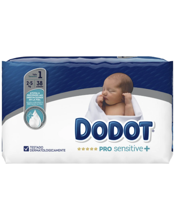 DODOT PRO-SENSITIVE + FRALDAS T1 (2-5KG) 38 UNIDADES