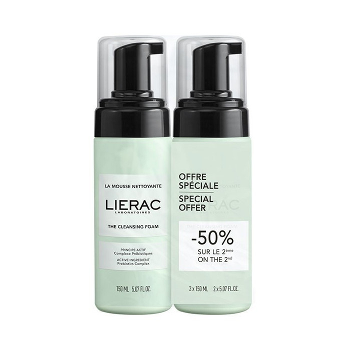 LIERAC CLEANSER A ESPUMA DE LIMPEZA DUO 2X150ML  50% DESCONTO 2º UNIDADE