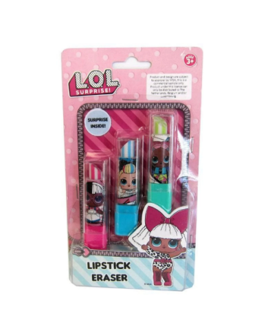 LOL  SURPRISE CONJUNTO LIPSTICK BORRACHAS 3 UNIDADES