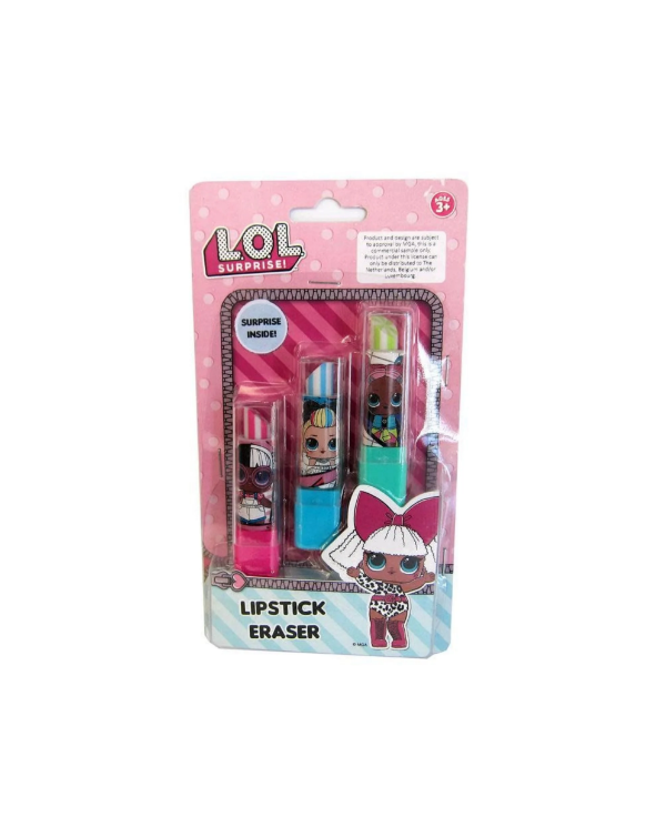 LOL  SURPRISE CONJUNTO LIPSTICK BORRACHAS 3 UNIDADES