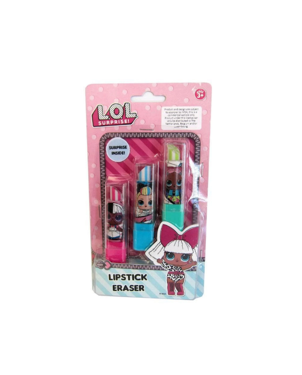 LOL  SURPRISE CONJUNTO LIPSTICK BORRACHAS 3 UNIDADES
