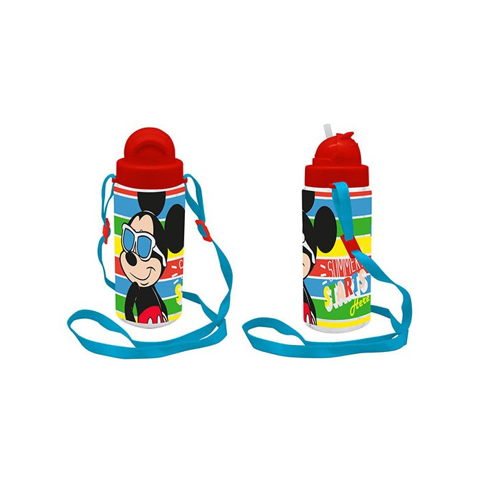 BOTELLA MICKEY TRITAN CON PAJITA Y ASA, 500 ml
