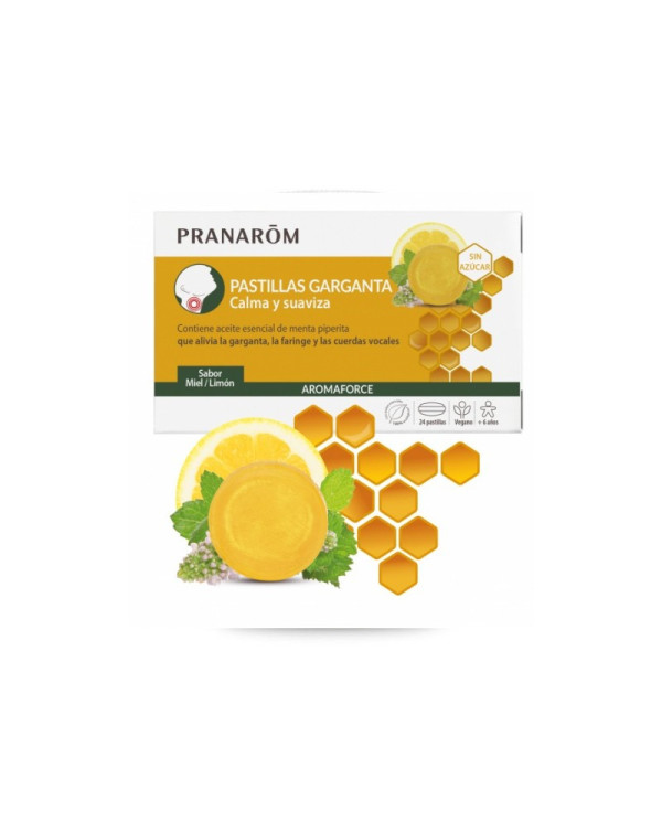 PRANAROM AROMAFORCE GARGANTA COMPRIMIDOS MIEL LIMÓN 24 UNIDADES