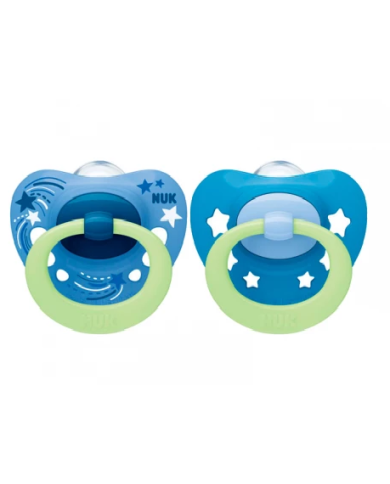 NUK SIGNATURE NIGTH CHUPETA SILICONE  AZUL 0-6 M 2 UNI