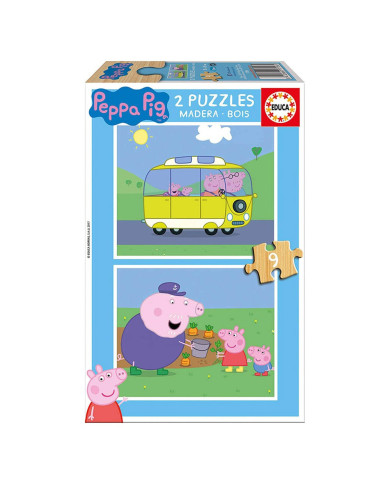 EDUCA 2X SUPER ROMPECABEZAS DE MADERA PEPPA PIG 9 PIEZAS