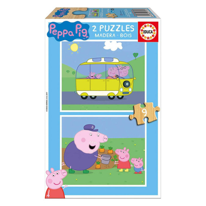 EDUCA 2X SUPER PUZZLE MADEIRA PEPPA PIG 9 PEÇAS