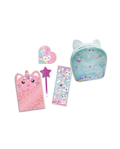 MINIMOCHILA BELEZA COM ACESSÓRIOS ESCRITA GATINHA HOT FOCUS