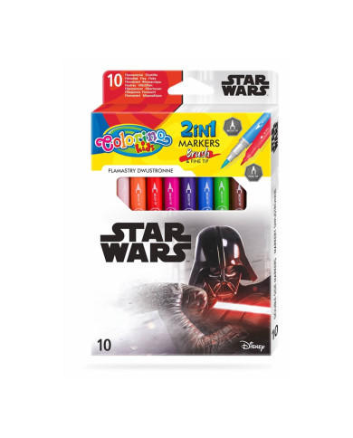 CAIXA 10 MARCADORES DUPLOS COLORINO STAR WARS