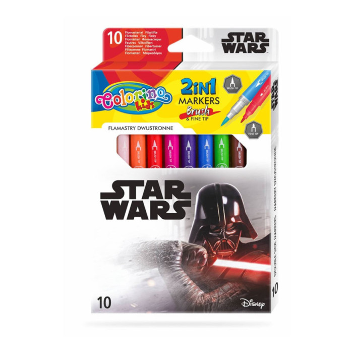 CAJA DE 10 MARCADORES STAR WARS DE DOBLE COLOR