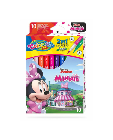 CAIXA 10 MARCADORES DUPLOS COLORINO MINNIE
