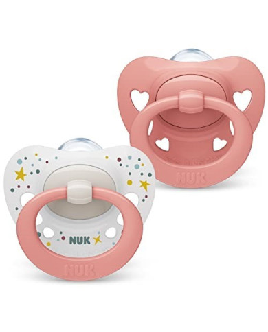 NUK CHUPETA SIGNATURE SILICONE ROSA CLARO 0-6M 2 UNID