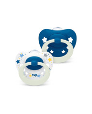 NUK SIGNATURE NIGHT CHUPETA SILICONE AZUL ESCURO 6-18M 2UNI