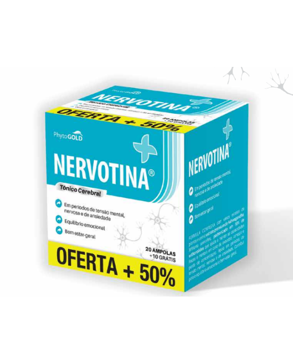 NERVOTINA® TÓNICO CEREBRAL 30 AMPOLAS PHYTOGOLD
