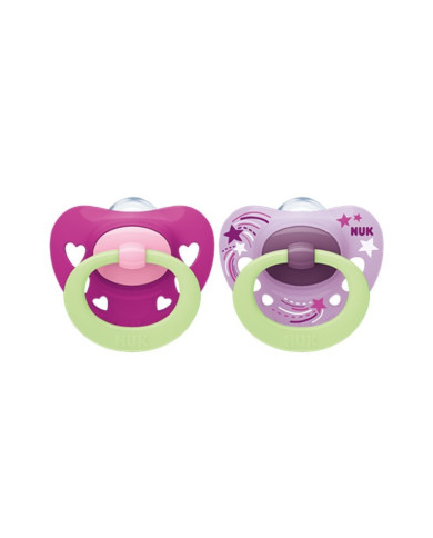NUK SIGNATURE NIGHT CHUPETA SILICONE ROSA 0-6 M 2 UNI