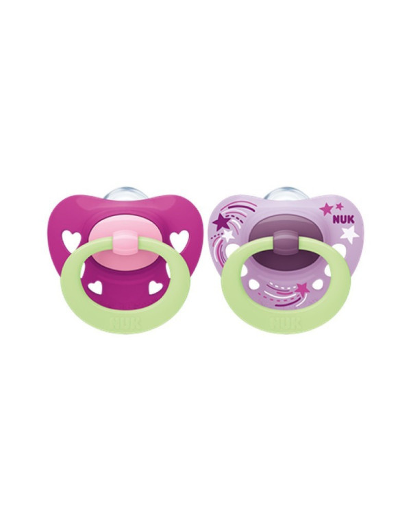 NUK SIGNATURE CHUPETE SILICONA ROSA NOCHE 0-6 M 2 UNID