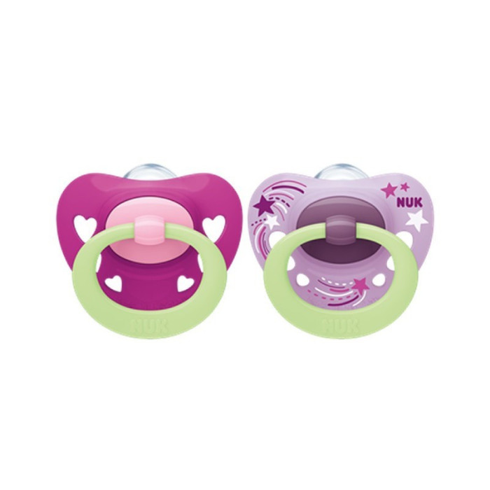 NUK SIGNATURE CHUPETE SILICONA ROSA NOCHE 0-6 M 2 UNID