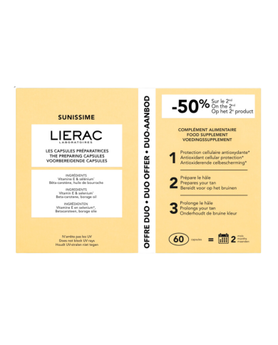 LIERAC SUNISSIME CÁPSULAS DE BRONZEADO OFERTA-DUO 2X30 UNID