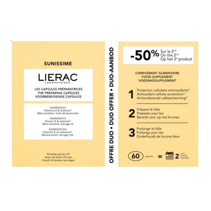 LIERAC SUNISSIME OFERTA-DUO CÁPSULAS BRONCEADORAS 2X30 UNID