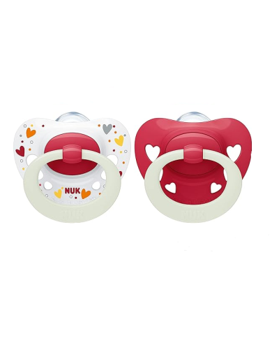 NUK SIGNATURE NIGHT CHUPETA SILICONE ROSA ESCURO 18-36 M  2 UNI