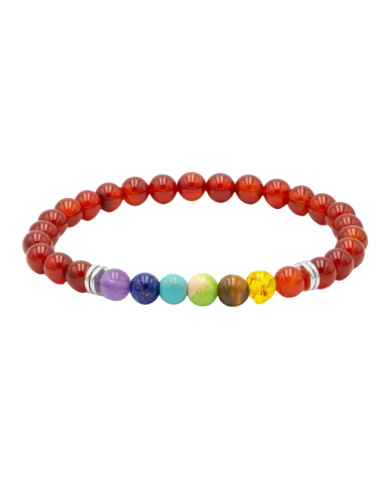 PULSEIRA  CHAKRAS ÁGATA FOGO 6mm 1unid