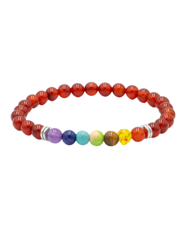 PULSEIRA  CHAKRAS ÁGATA FOGO 6mm 1unid