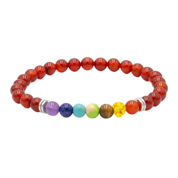 PULSEIRA  CHAKRAS ÁGATA FOGO 6mm 1unid